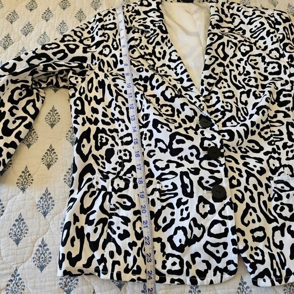Linea Animal Print Cotton Blazer XL – 3/4 Sleeve Button Front Jacket Safari Chic - Picture 7 of 16